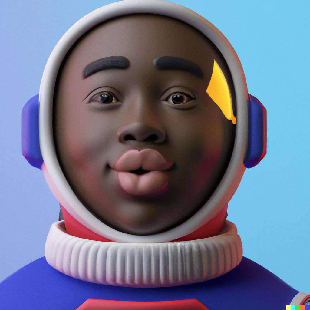 an astronaut, close-up, very cute, emoji, multicolored, Unreal Engine 3D render, trending on ArtStation, realistic materials